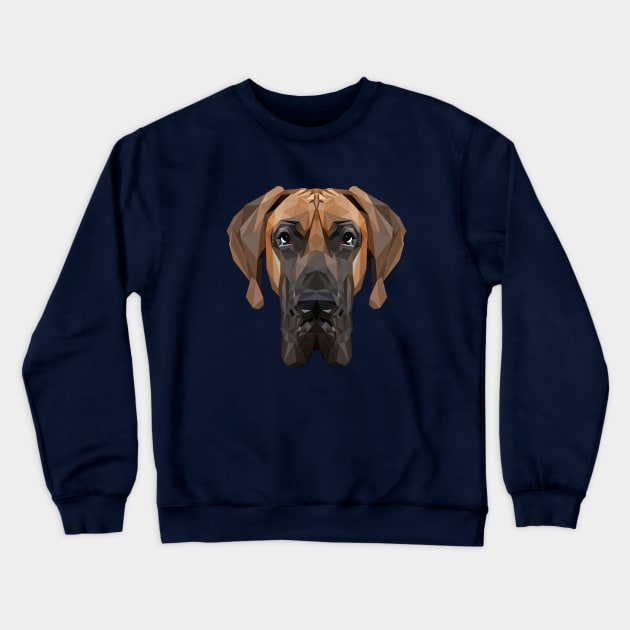 Great Dane Low Poly Art Crewneck Sweatshirt by TheLowPolyArtist